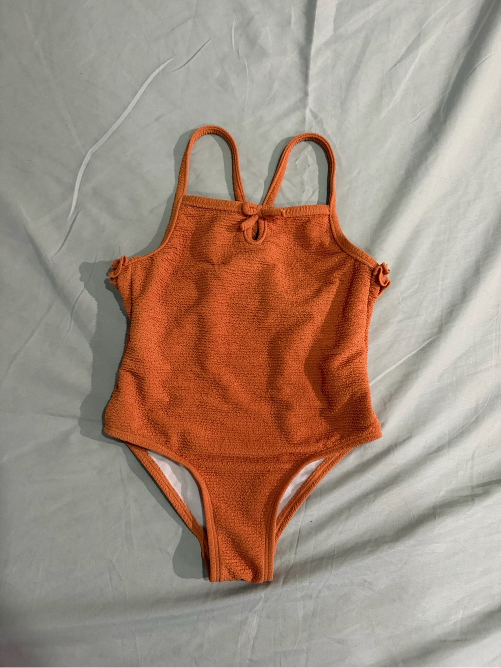 Textured Orange One-Piece Swimsuit